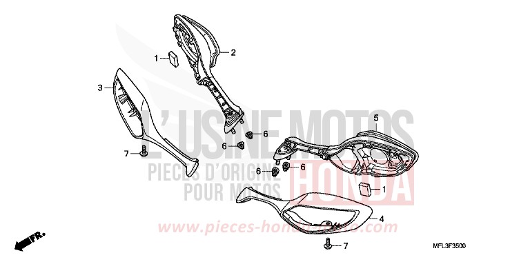 RETROVISEUR von CBR1000RR "Fireblade" NOIR (NH1) von 2009